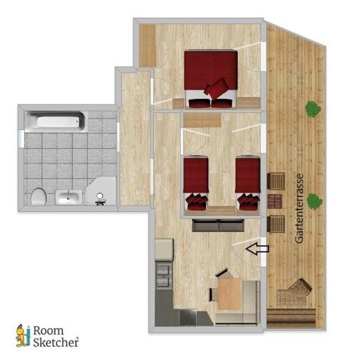 a floor plan of a small apartment with a room at Ferienwohnung Brugger in Zellberg