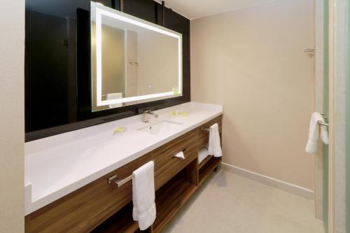 a bathroom with a sink and a mirror at Holiday Inn & Suites - Mexico Felipe Angeles Airport, an IHG Hotel in Zumpango de Ocampo
