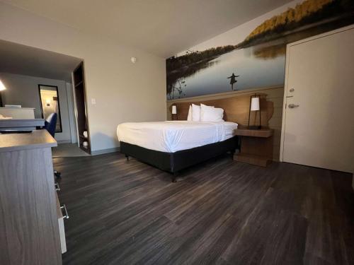 una camera d'albergo con un grande letto e un bagno di Best Western Tree City Inn a McMinnville