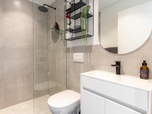 a bathroom with a toilet and a sink and a mirror at Luxury Accomodation at the Alphen Glen in Cape Town