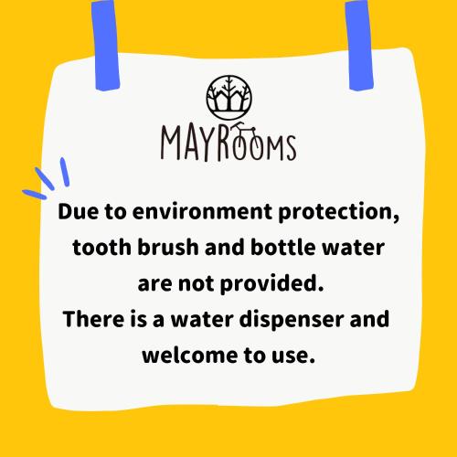a tote bag with the words mayonsdue to environment protection tooth brush at May Rooms Taipei Main Station in Taipei