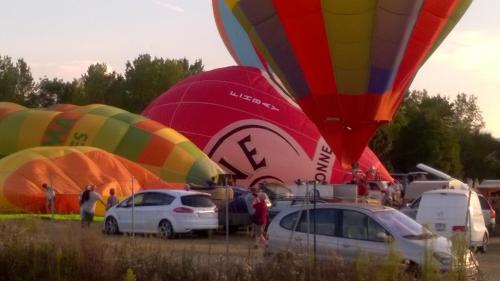 a bunch of hot air balloons in a field at Gîte de Claire in Lectoure