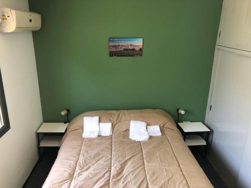 1 cama con 2 almohadas en una habitación en La Casa San Rafael en San Rafael
