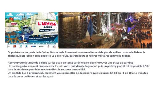ein Flyer für ein Fest mit einem Boot auf dem Wasser in der Unterkunft L'orée du Golf, studio 4 in Mont-Saint-Aignan