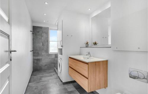 a white bathroom with a sink and a shower at Gorgeous Apartment In Skagen With Kitchen in Skagen