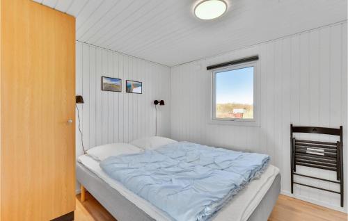 Havrvigにある3 Bedroom Cozy Home In Hvide Sandeの窓付きの部屋にベッド付きのベッドルーム1室があります。