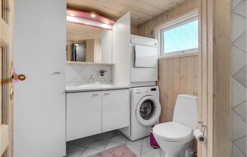 HejlsにあるAmazing Home In Hejls With Kitchenの小さなバスルーム(洗濯機、トイレ付)