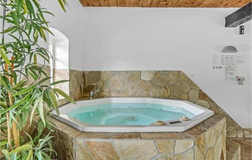 a jacuzzi tub in a room with a plant at Nice Home In Sjlund With Kitchen in Sønder Bjert