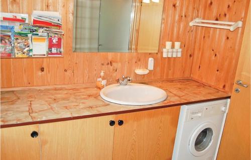 ein Badezimmer mit einem Waschbecken und einer Waschmaschine in der Unterkunft Stunning Home In Bjert With Kitchen in Sønder Bjert