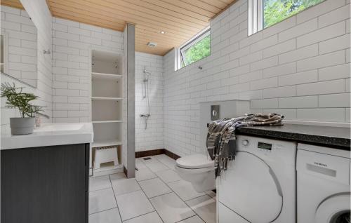 ein Bad mit einem WC und einem Waschbecken in der Unterkunft Beautiful Home In Ry With Wifi in Ry
