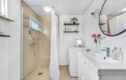 a bathroom with a shower and a sink at Amazing Home In Juelsminde With Kitchen in Sønderby