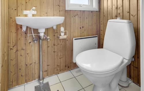 a bathroom with a white toilet and a sink at Gorgeous Home In Gedser With Sauna in Gedser