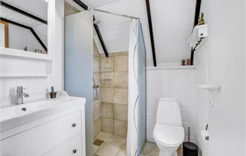 ein weißes Bad mit einem WC und einem Waschbecken in der Unterkunft Amazing Home In Rm With 3 Bedrooms And Wifi in Toftum