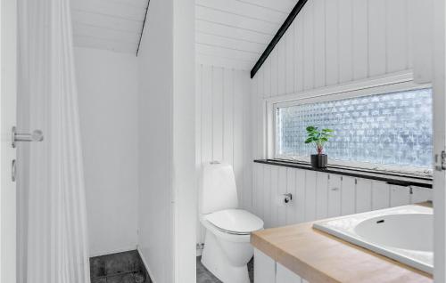 ToftlundにあるNice Home In Toftlund With Kitchenのバスルーム(トイレ、洗面台付)、窓が備わります。