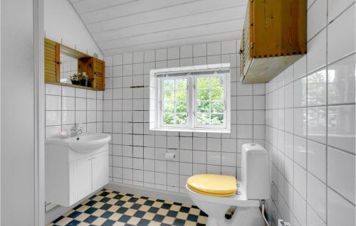 Sundhuseにある7 Bedroom Nice Home In Ulfborgのバスルーム(黄色いトイレ、シンク付)