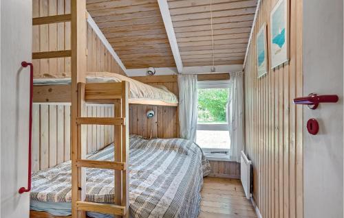 ein Schlafzimmer mit einem Etagenbett mit einer Leiter in der Unterkunft Beautiful Home In Strandby With 2 Bedrooms And Wifi in Strandby
