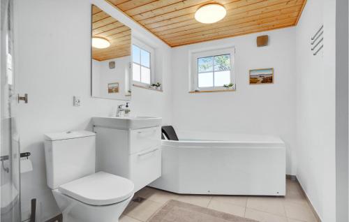 エーベルトフトにあるPet Friendly Home In Ebeltoft With Wifiの白いバスルーム(トイレ、シンク付)