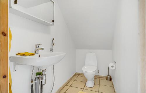 ein Bad mit einem Waschbecken und einem WC in der Unterkunft Amazing Home In Grindsted With Kitchen in Grindsted