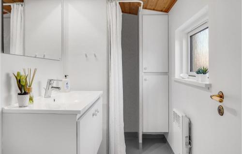 a white bathroom with a sink and a shower at Gorgeous Home In Hadsund With Kitchen in Hadsund