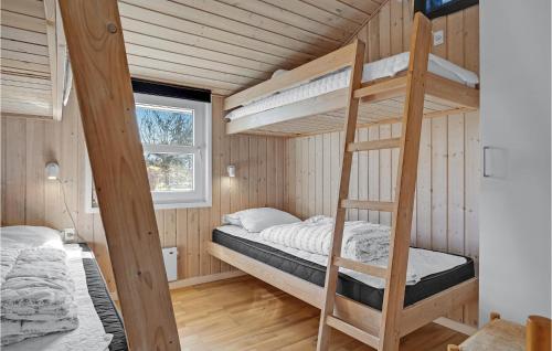 Fjellerup StrandにあるNice Home In Glesborg With 4 Bedrooms, Sauna And Wifiのベッドルーム1室(二段ベッド2台、はしご付)