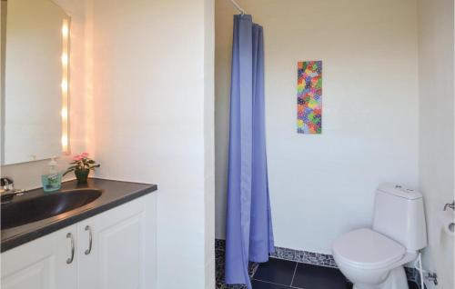 y baño con aseo y lavamanos. en Cozy Home In Vestervig With Kitchen en Vestervig