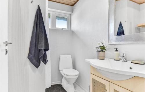 a white bathroom with a toilet and a sink at Beautiful Home In Millinge With 3 Bedrooms And Wifi in Millinge