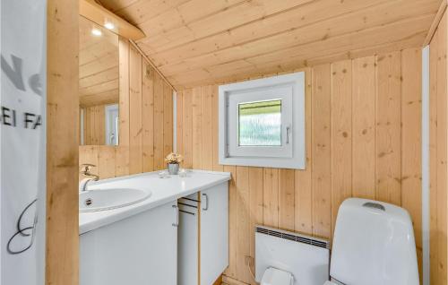 a small bathroom with a sink and a toilet at Amazing Home In Tarm With Wifi in Hemmet