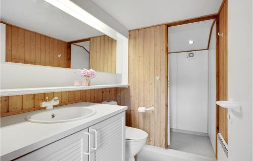 y baño con lavabo y aseo. en Amazing Home In Hvide Sande With Kitchen en Havrvig