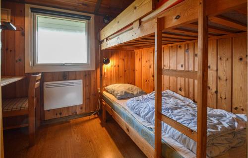 SønderhoにあるAwesome Home In Fan With Kitchenの窓付きの木製の部屋の二段ベッド1台分です。