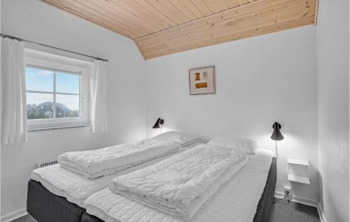 レムにあるStunning Home In Skjern With Kitchenの白いベッドルーム(窓付)のベッド2台