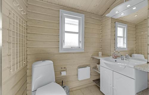 EgernsundにあるAmazing Home In Egernsund With House A Panoramic Viewのバスルーム(トイレ、洗面台付)
