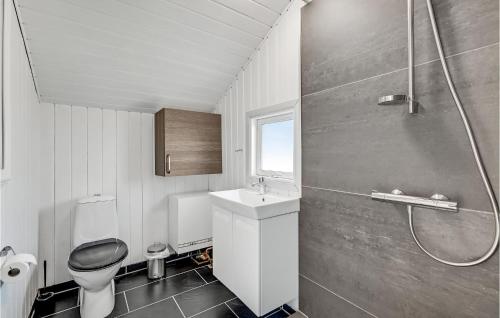 y baño con aseo, lavabo y ducha. en Stunning Home In Lemvig With Wifi, en Lemvig