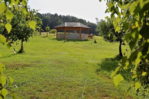 a gazebo in the middle of a field at Miniresort AMULET in Hrubá Skála
