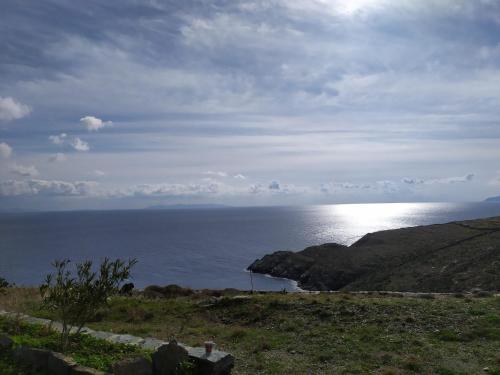 a view of the ocean on a cloudy day at Sofia sea view house in Faros