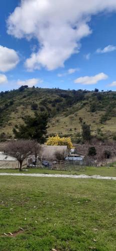 a grassy field with a hill in the background at Estancia Don Domingo in Hualañé