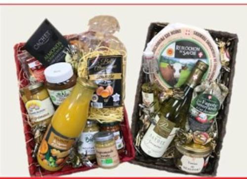 a group of food and drinks in a bag at Studio agréable in Les Contamines-Montjoie