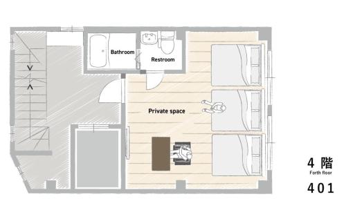 a floor plan of a small apartment with a bathroom at WonderfulStayTOKYO浅草 in Tokyo