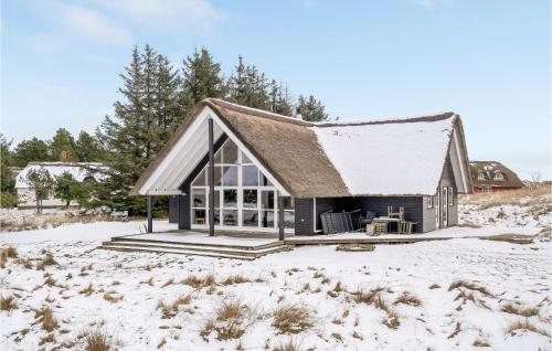 a house with a roof in the snow at Holiday Home Nordstrup Xii in Rømø
