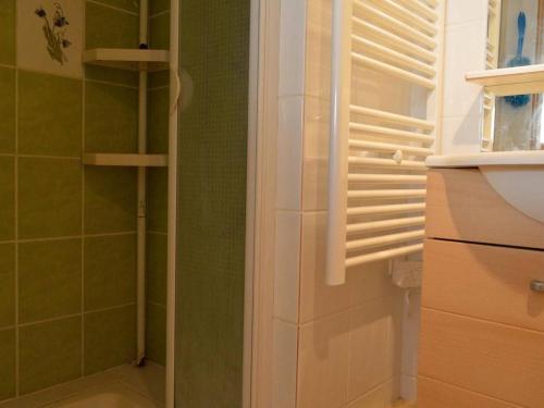 une salle de bain avec douche et lavabo dans l'établissement Studio avec canapé convertible, au cœur du Cap d'Agde, proche plage et commerces - FR-1-249-1, au Cap d'Agde