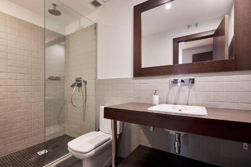 マドリードにあるBarcelo Comfort, by Presidence Rentalsのバスルーム(洗面台、トイレ、鏡付)