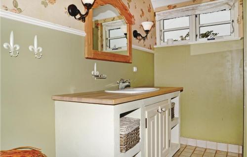 a bathroom with a sink and a mirror at Awesome Home In Fan With 1 Bedrooms in Sønderho