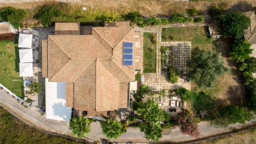 an overhead view of a house with a roof at Mistral Boutique Hotel in Meganisi