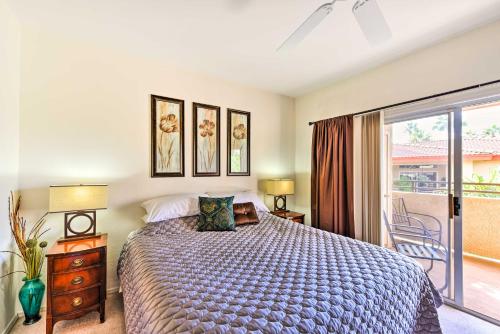 a bedroom with a bed and a balcony at Pointe Resort Condo with Balcony and Spa 14 Mi to PHX! in Phoenix