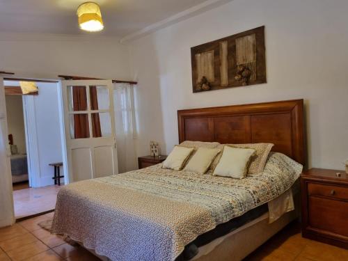 a bedroom with a bed with pillows on it at Casa en Diaguitas in Vicuña