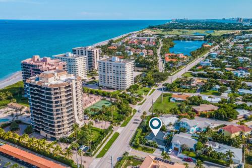 an aerial view of a city and the ocean at Seaside Splendor in Juno Beach