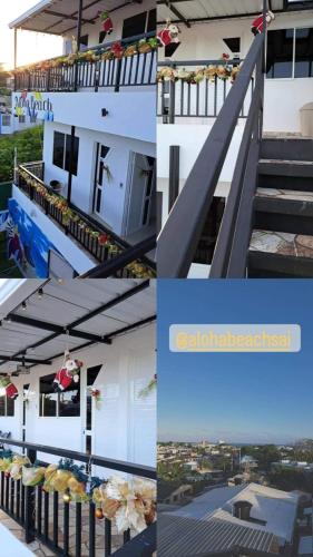 a collage of photos of a building with a balcony at Aloha Beach SAI in San Andrés