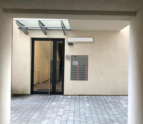 an entrance to a building with a glass door at brauHAUS in Forchheim