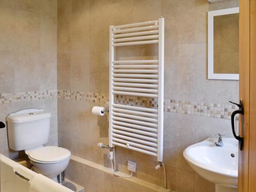 a bathroom with a toilet and a sink at The Apple House in Alderminster