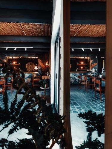 a view of a room with a fireplace at Stanley Island in Plettenberg Bay