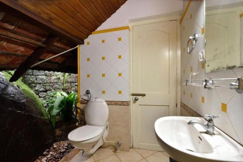 a bathroom with a toilet and a sink at Mystic Mayapott, Thekkady in Thekkady